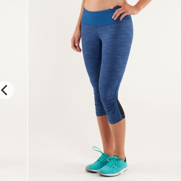 Lululemon Blue Black Run for Your Life Crop Women's Leggings Size 6 - Picture 4 of 11